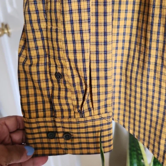 Arrow, Men's gold plaid shirt, long sleeves, like new, Sz L/G - Picture 5 of 8